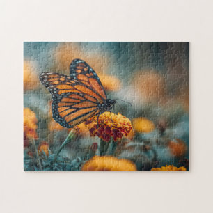 Puzzle Mariposa en una caléndula
