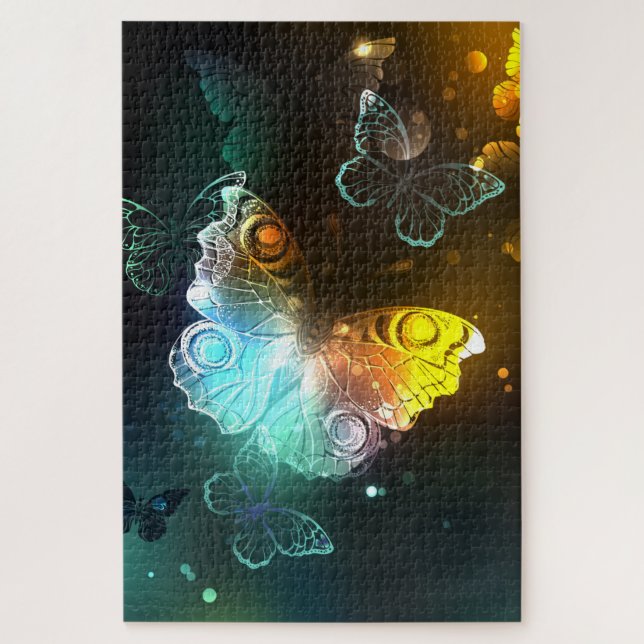 Puzzle Mariposa luminosa y mariposas nocturnas (Vertical)