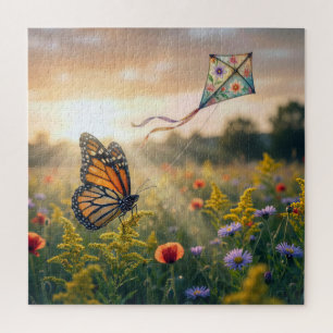 Puzzle Mariposa Monarca Volando una Cometa