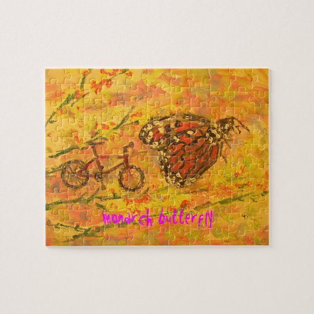 Puzzle mariposa monarca y arte en bicicleta (Horizontal)