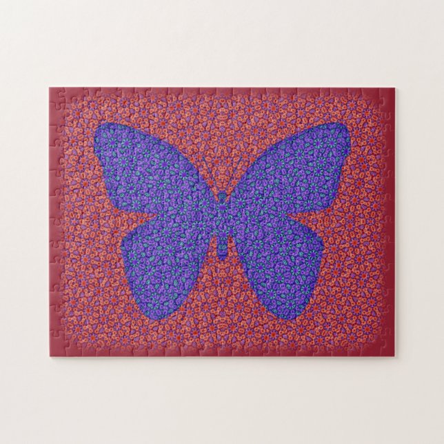 Puzzle Mariposa morada y roja (Horizontal)