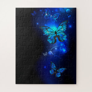 Puzzle Mariposa Morpho en fondo oscuro