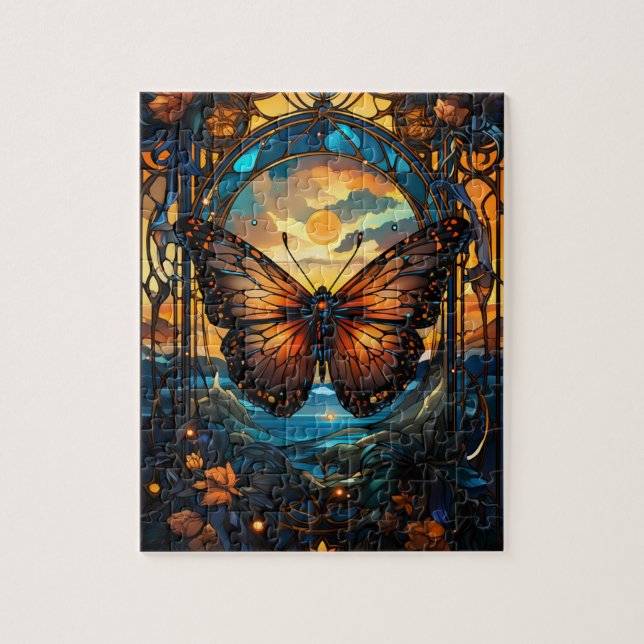 Puzzle Mariposa ornada al estilo del cristal (Vertical)