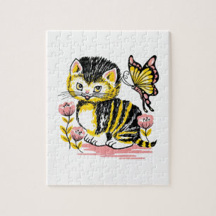Puzzle Mariposa y gatitos