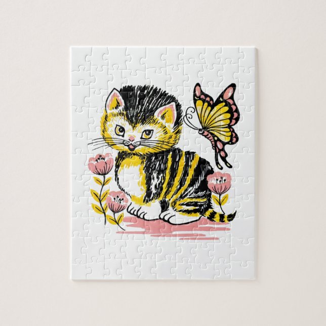 Puzzle Mariposa y gatitos (Vertical)