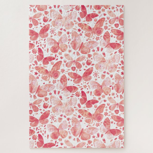 Puzzle Mariposas Acuarela Coral Rosa (Vertical)