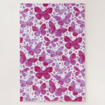 Puzzle Mariposas Acuarela Magenta Rosa<br><div class="desc">Pintura de mariposa de color rosa magenta para que no te pierdas el tiempo perplejo.</div>