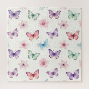 Puzzle Mariposas Acuarela Patrón Flor de Cerezo