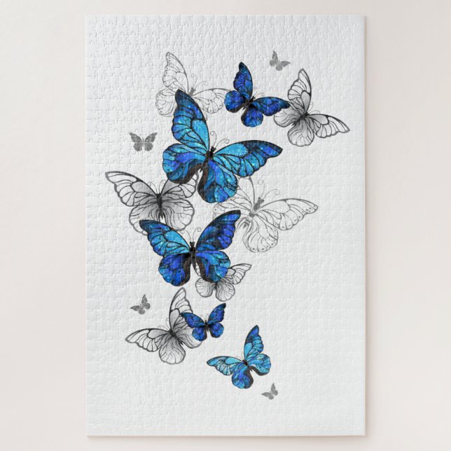 Puzzle Mariposas Azules Voladoras Morpho (Vertical)