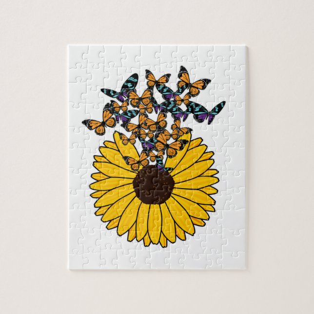 Puzzle Mariposas con girasol (Vertical)