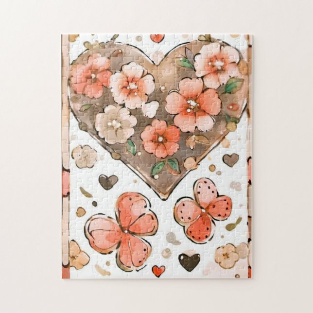 Puzzle Mariposas, corazones y flores (Vertical)