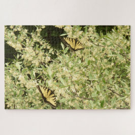 Puzzle Mariposas de cola de cerda en arbusto florido