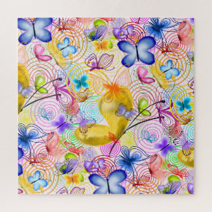 Puzzle Mariposas de colores volando - primavera - dibujo