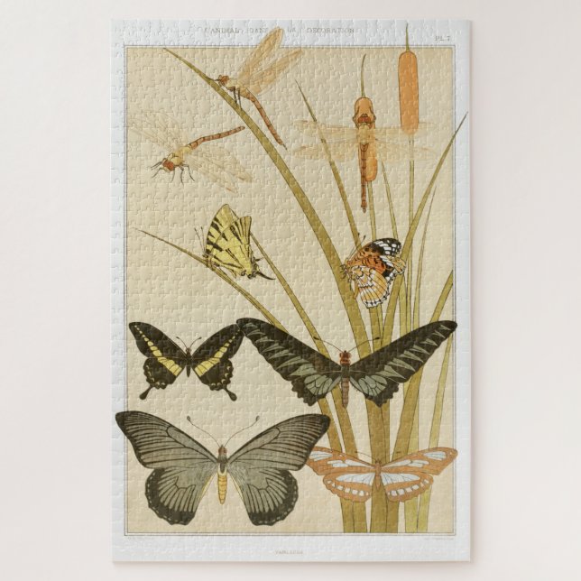 Puzzle Mariposas de época Papillons Ilustracion Art (Vertical)