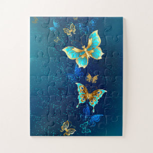 Puzzle Mariposas doradas sobre fondo azul