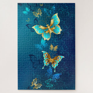 Puzzle Mariposas doradas sobre fondo azul
