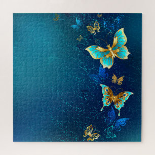 Puzzle Mariposas doradas sobre fondo azul