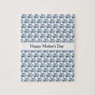 Puzzle Mariposas en azul de Delft, personalizables
