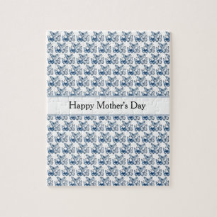Puzzle Mariposas en azul Delft, personalizable