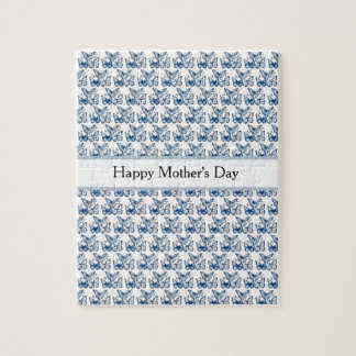 Puzzle Mariposas en azul Delft, personalizable