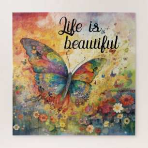 Puzzle Mariposas Flores Coloridas Frase Inspiradora