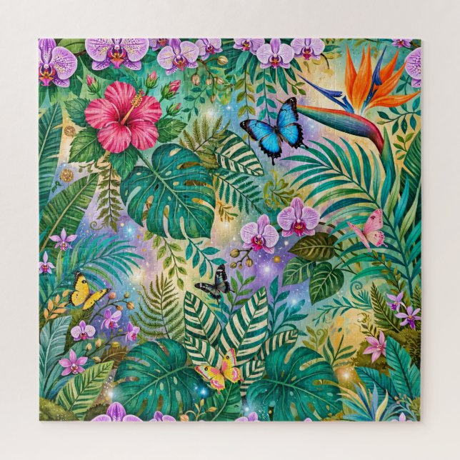 Puzzle Mariposas Flores Fantasía Selvática Alegre (Vertical)