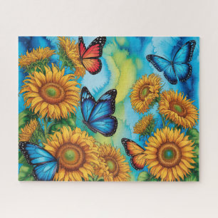 Puzzle Mariposas Lindas Con Girasoles
