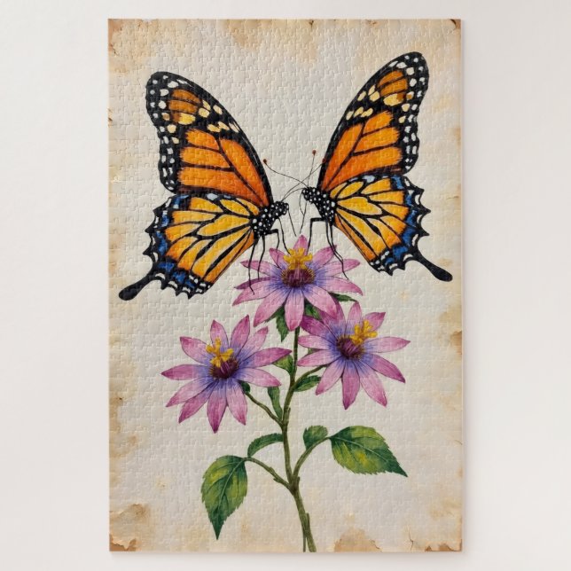 Puzzle Mariposas Monarca Simetría Perfecta del Corazón (Vertical)