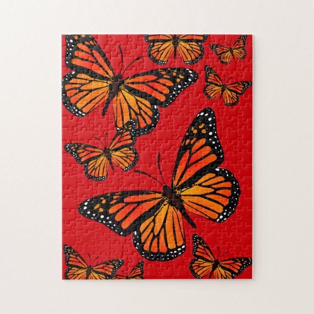Puzzle Mariposas monarcas en rojo (Vertical)
