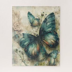 Puzzle Mariposas Verdes Vintage