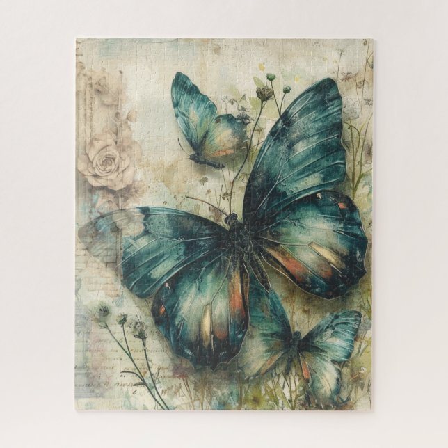 Puzzle Mariposas Verdes Vintage (Vertical)