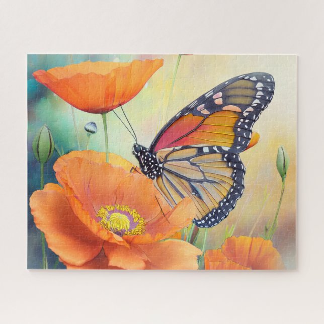 Puzzle Mariposas y Amapolas Botánicas (Horizontal)