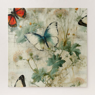 Puzzle Mariposas y flores de época coloridas (2)