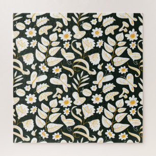 Puzzle Mariposas y flores: Patrón de verano de Doodle.