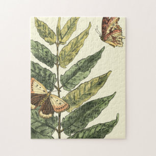 Puzzle Mariposas y hojas con marco negro