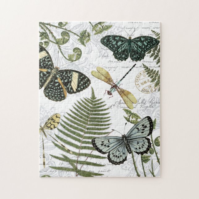 Puzzle mariposas y libélulas modernas del vintage (Vertical)