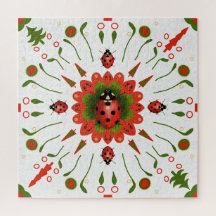 Mariquita de Navidad Rojo Blanco Verde Dibujada a 