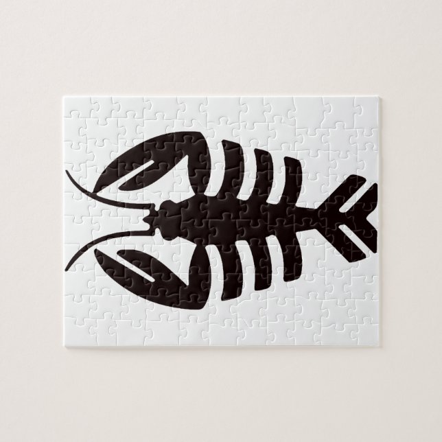 Puzzle Mariscos Art Deco Antiguo, Langosta en Negro (Horizontal)