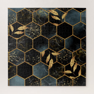 Puzzle Mármol elegante y oro: Textura abstracta de hexágo