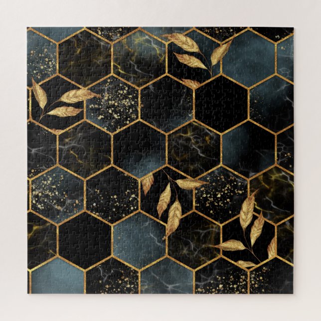Puzzle Mármol elegante y oro: Textura abstracta de hexágo (Vertical)