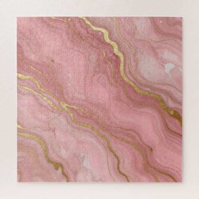 Puzzle Mármol Rosa Oro Lujo Abstracto (Vertical)