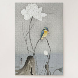 Puzzle Martín Pescador Japonés Antiguo con Flor de Loto