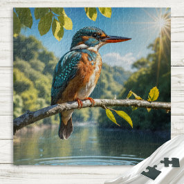Puzzle Martín Pescador Majestuoso, Ave Silvestre junto al