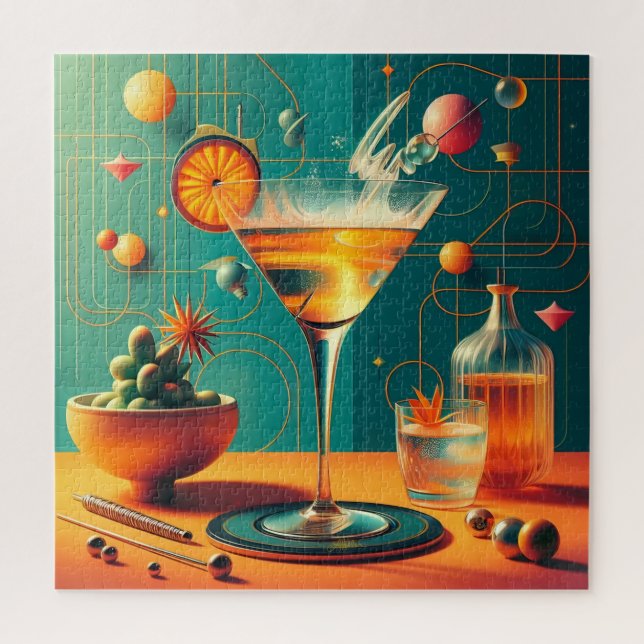 Puzzle Martini de Tormenta Cósmica Futurista Atómica (Vertical)