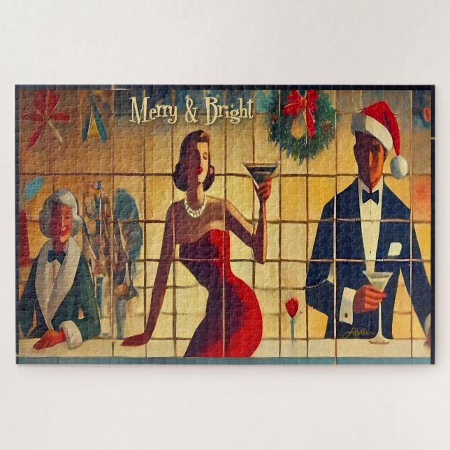 Puzzle Martini de última llamada de Nochebuena Retro 50 (Horizontal)