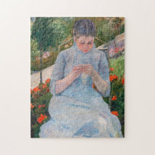 Puzzle Mary Cassatt - Niña cosiendo en un jardín