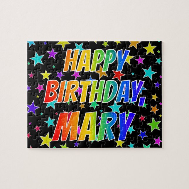 Puzzle "MARY" Nombre, Diversión "FELIZ CUMPLEAÑOS" (Horizontal)