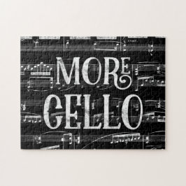 Puzzle Más Cello Chalkboard - Black White Music