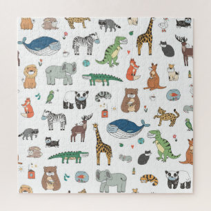 Puzzle Máscara animal infantil, patrón de virus.