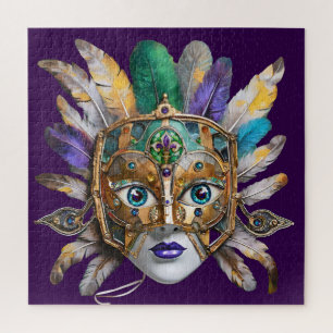 Puzzle Máscara de plumas y metal de Mardi Gras